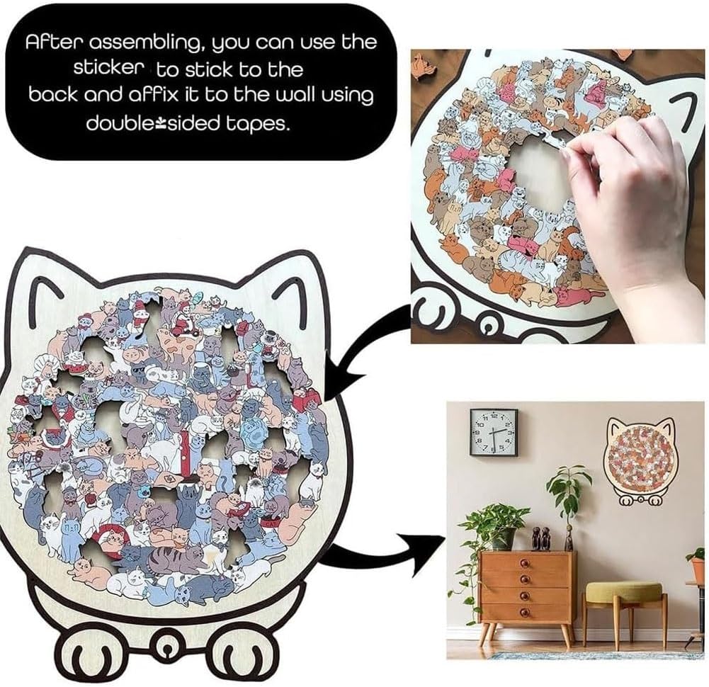 Cat-Shaped Wooden Jigsaw Puzzle™