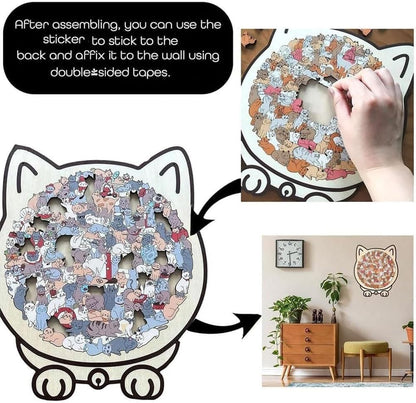 Cat-Shaped Wooden Jigsaw Puzzle™