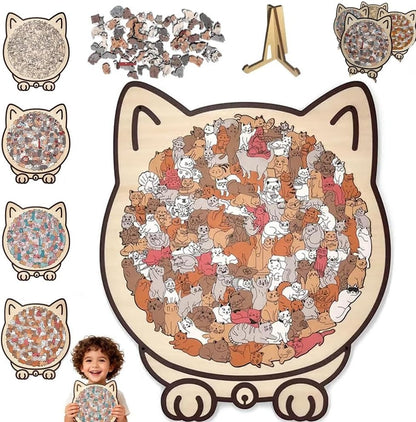 Cat-Shaped Wooden Jigsaw Puzzle™