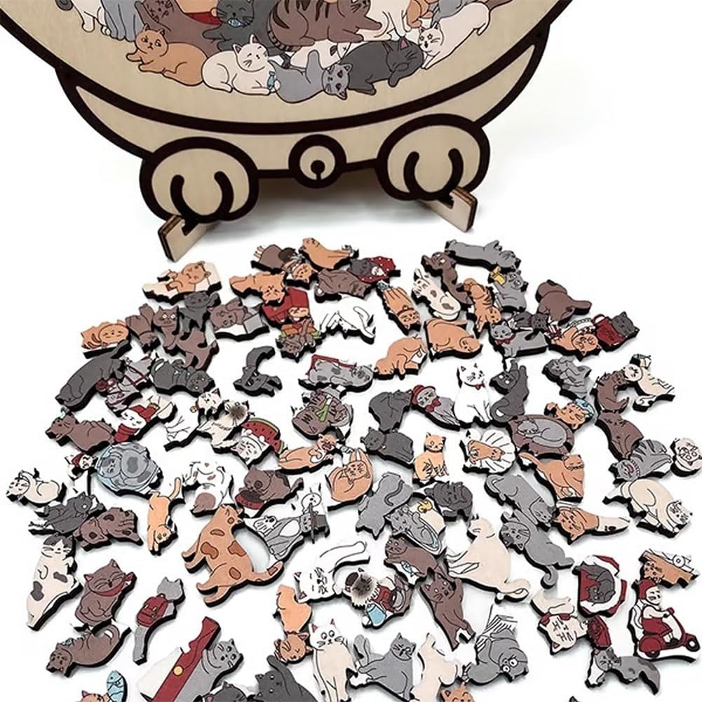 Cat-Shaped Wooden Jigsaw Puzzle™