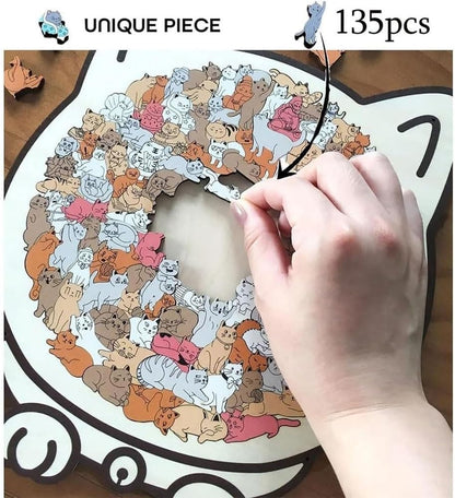 Cat-Shaped Wooden Jigsaw Puzzle™